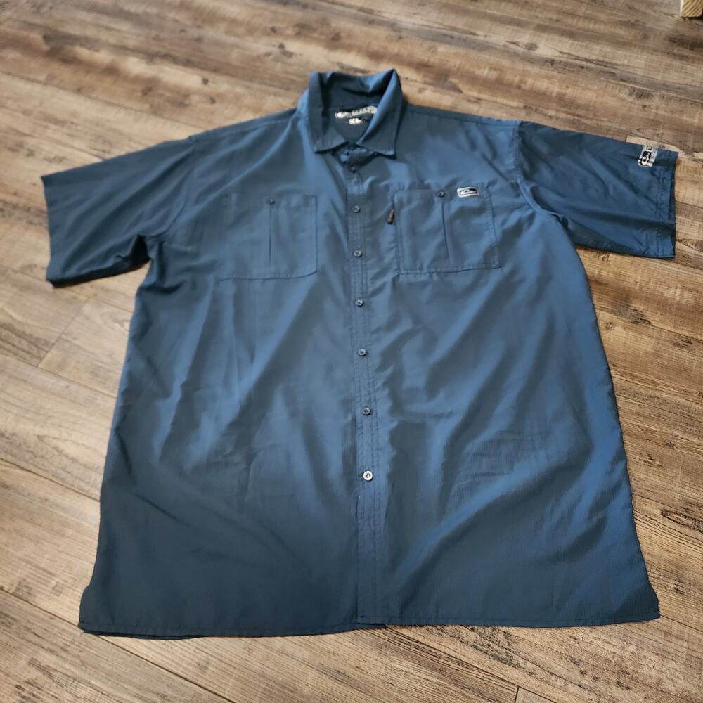 Drake Performance short sleeve button up shirt Blue XL 2505
